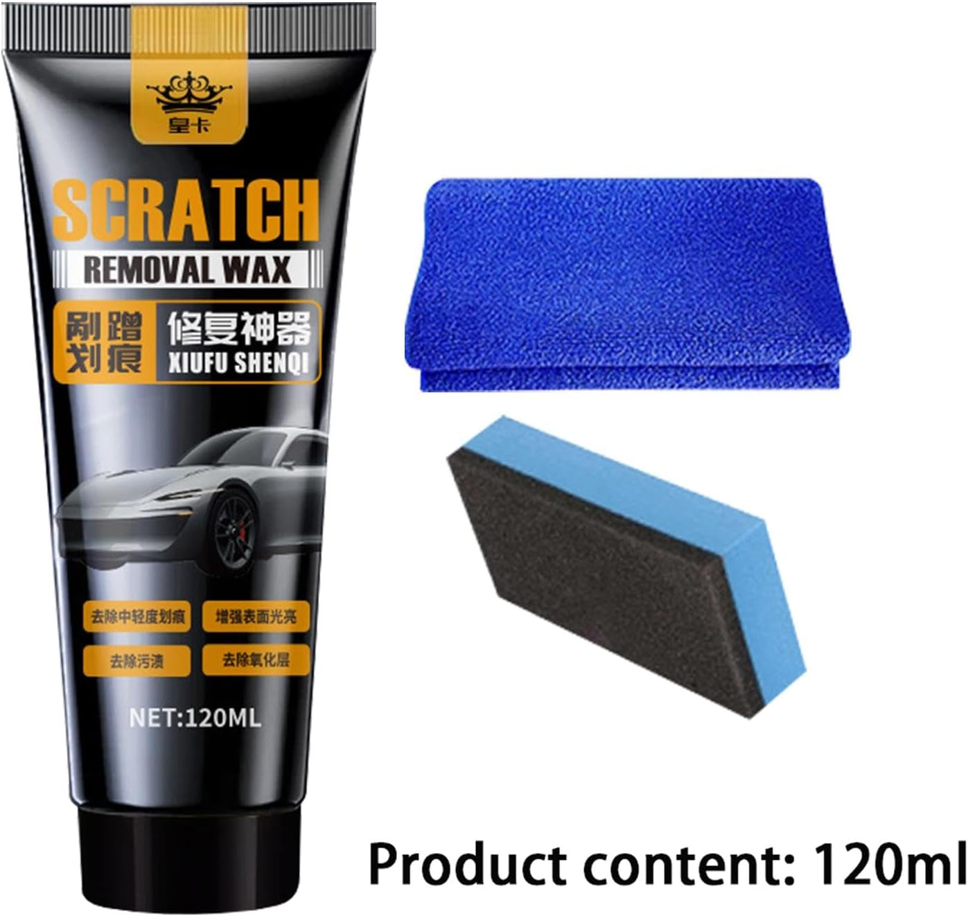 Scratch Remover for Vehicles | Car Paint Scratch Repair Wax | 120Ml Car Paint Repair Wax Kit | Includes Wipe & Sponge for Effective Car Paint Restoration and Scratch Repair