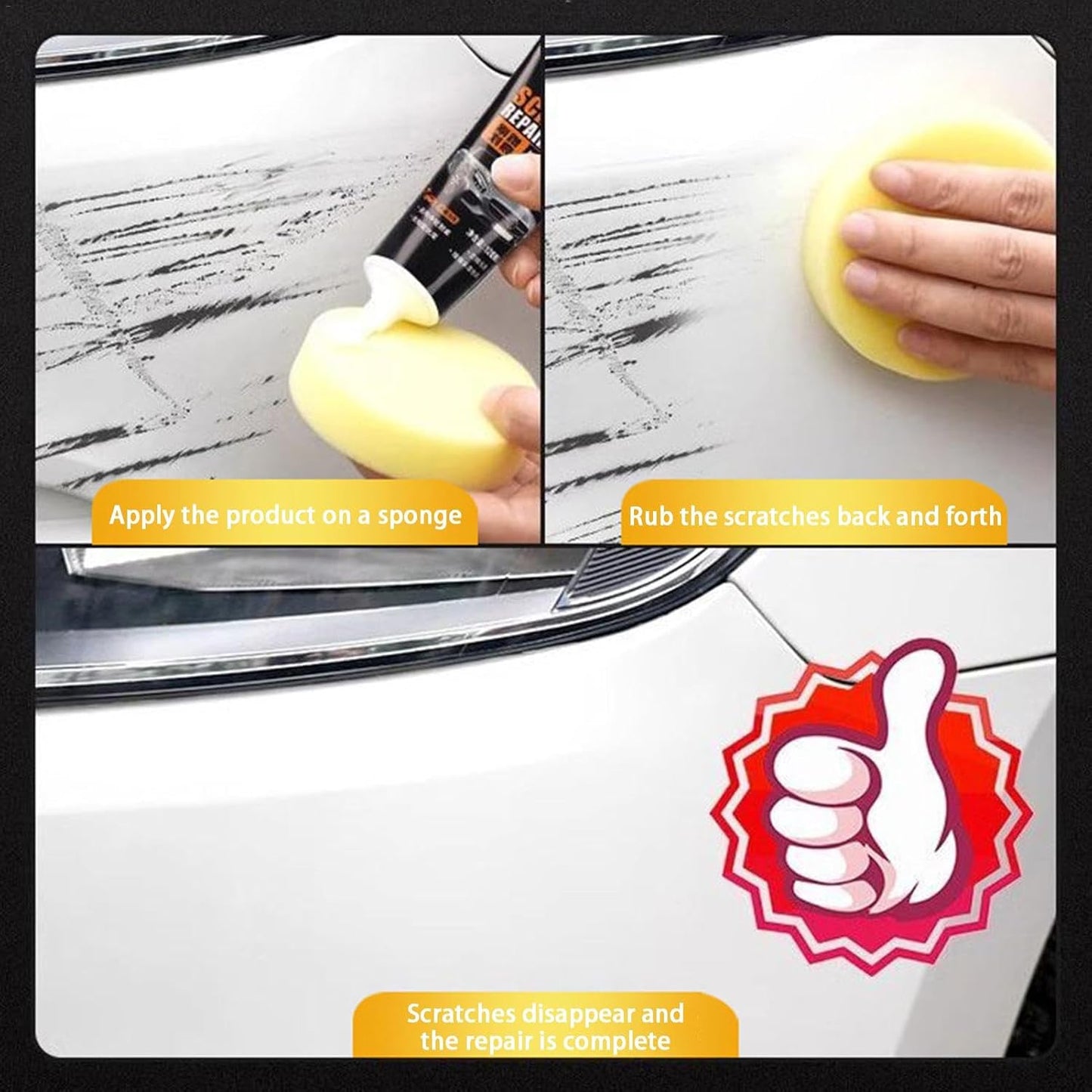 Scratch Remover for Vehicles | Car Paint Scratch Repair Wax | 120Ml Car Paint Repair Wax Kit | Includes Wipe & Sponge for Effective Car Paint Restoration and Scratch Repair