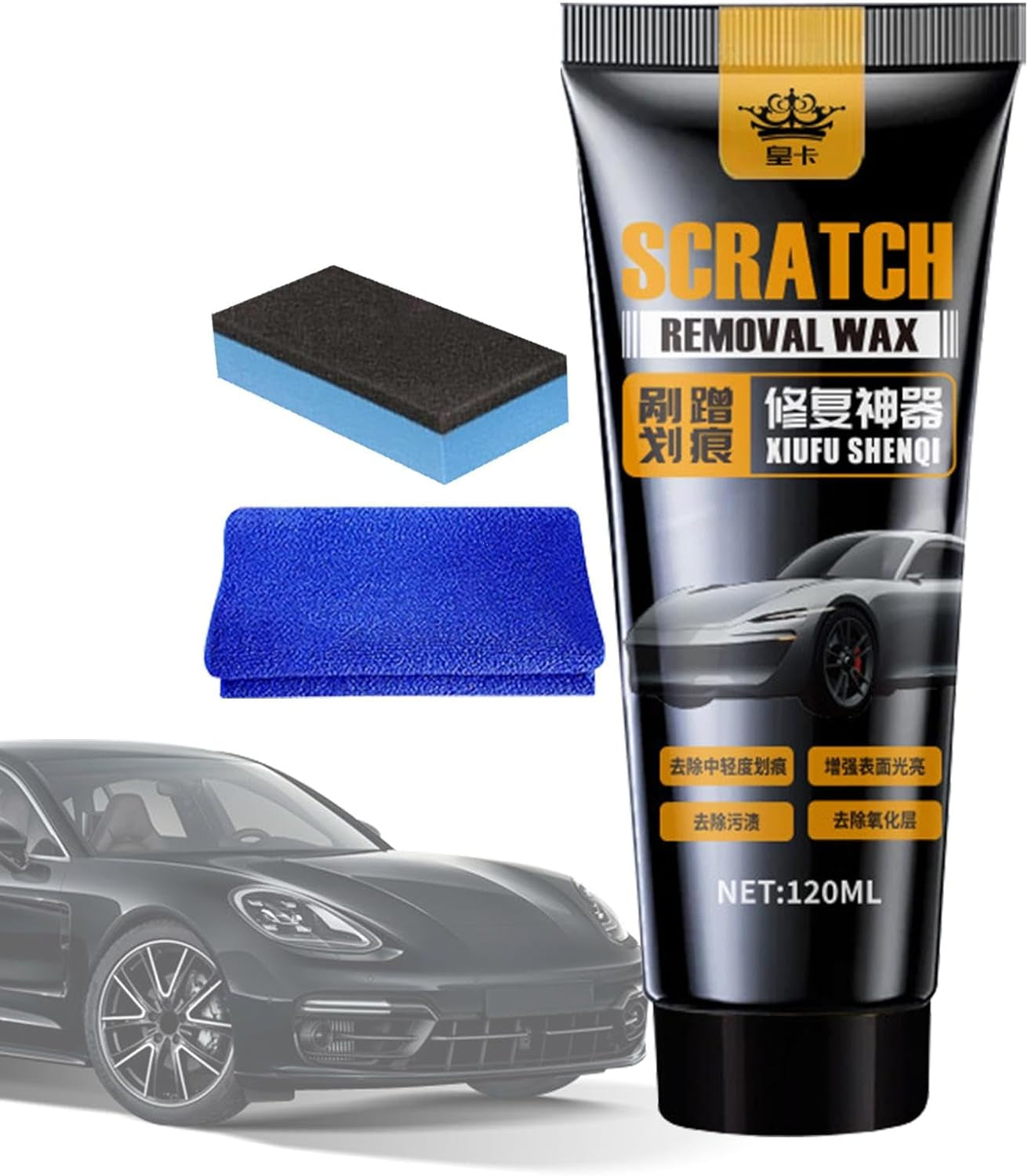 Scratch Remover for Vehicles | Car Paint Scratch Repair Wax | 120Ml Car Paint Repair Wax Kit | Includes Wipe & Sponge for Effective Car Paint Restoration and Scratch Repair