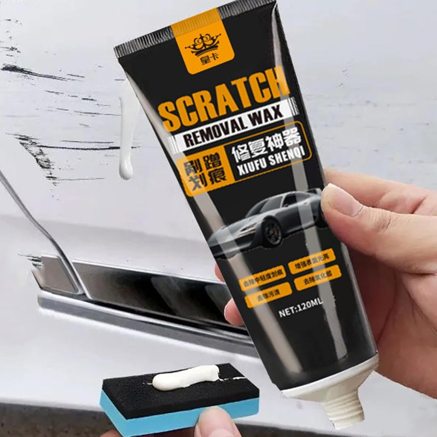 Scratch Remover for Vehicles | Car Paint Scratch Repair Wax | 120Ml Car Paint Repair Wax Kit | Includes Wipe & Sponge for Effective Car Paint Restoration and Scratch Repair