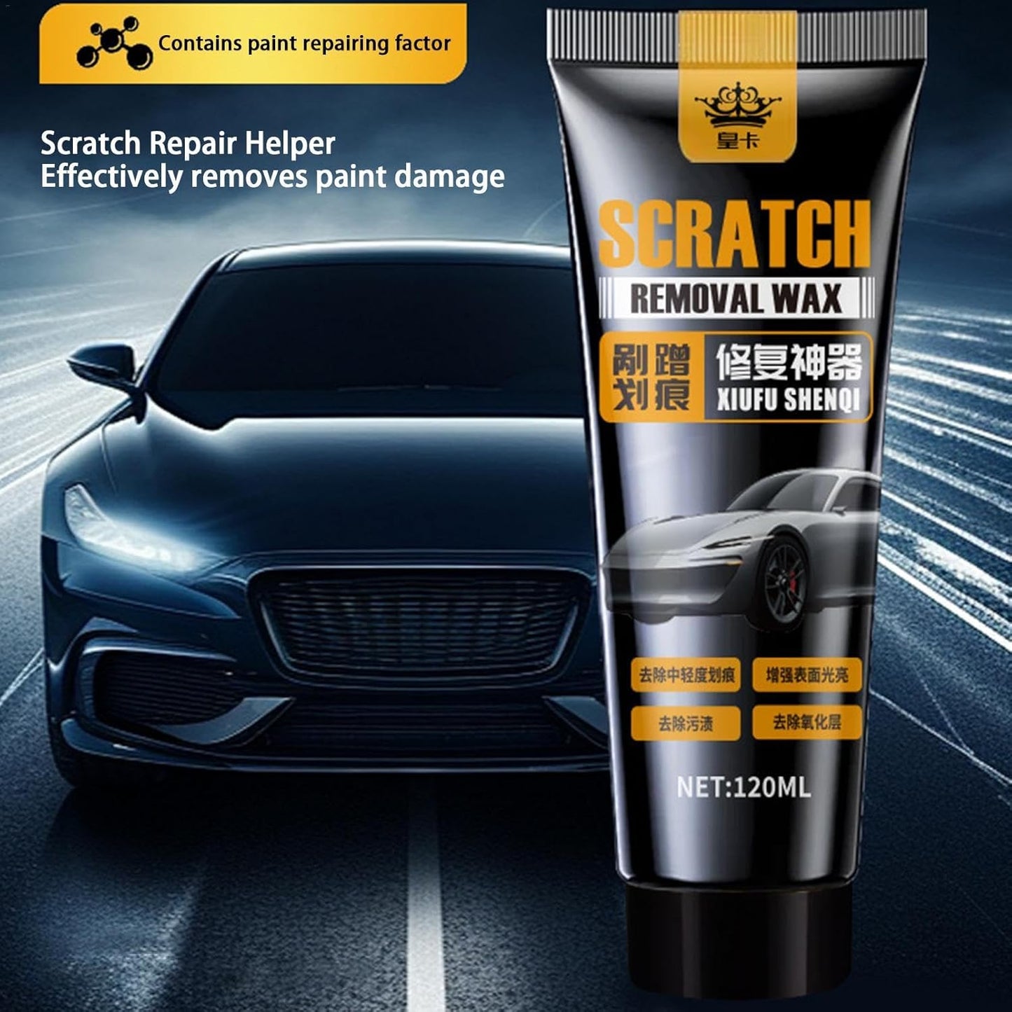 Scratch Remover for Vehicles | Car Paint Scratch Repair Wax | 120Ml Car Paint Repair Wax Kit | Includes Wipe & Sponge for Effective Car Paint Restoration and Scratch Repair